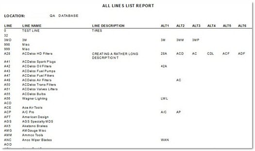 Code Report Line Vendor Line Reports