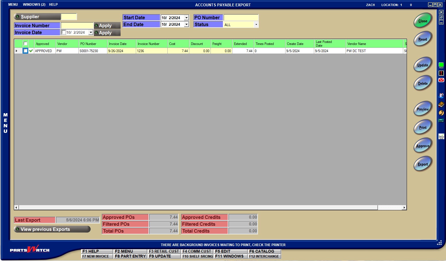 A/P Export