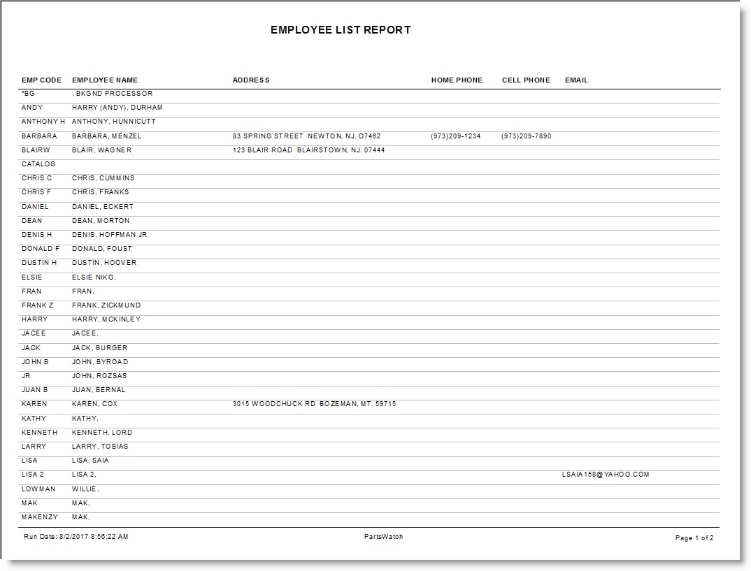 System Reports
