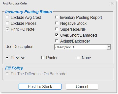 Post Order Screen Example Purchase Order Screen