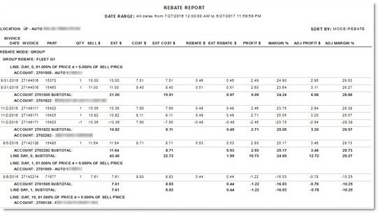 Rebate Report