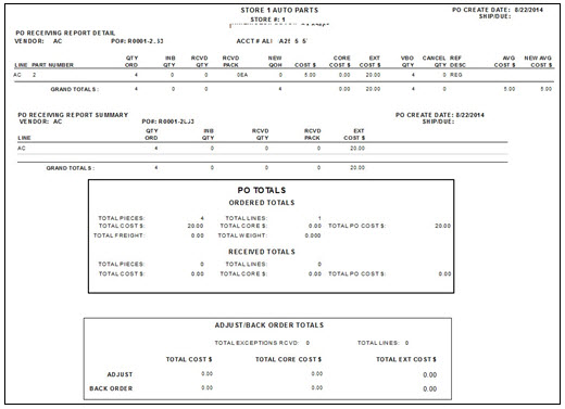 Po Display Purchase Order Screen
