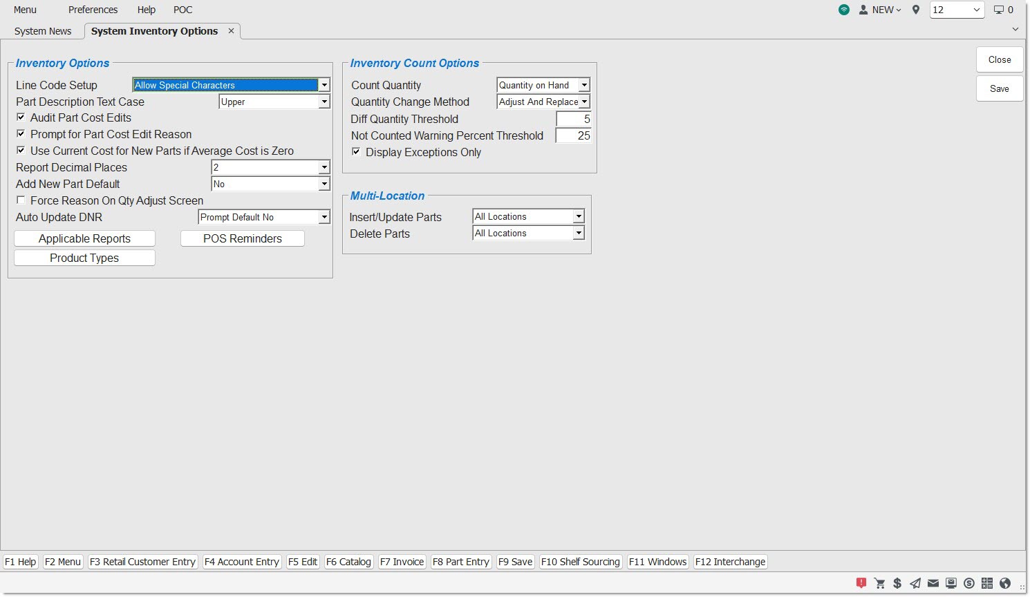 System Inventory Options